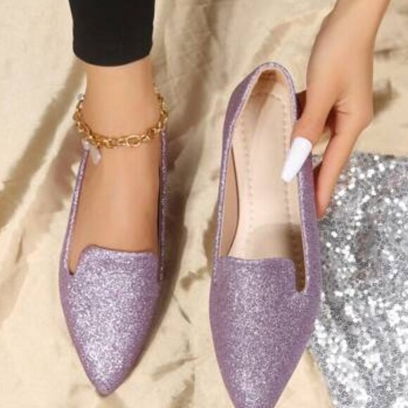 Rampage pink glitter sparkly slip on work flats with pointy tip size 8 - Picture 1 of 5